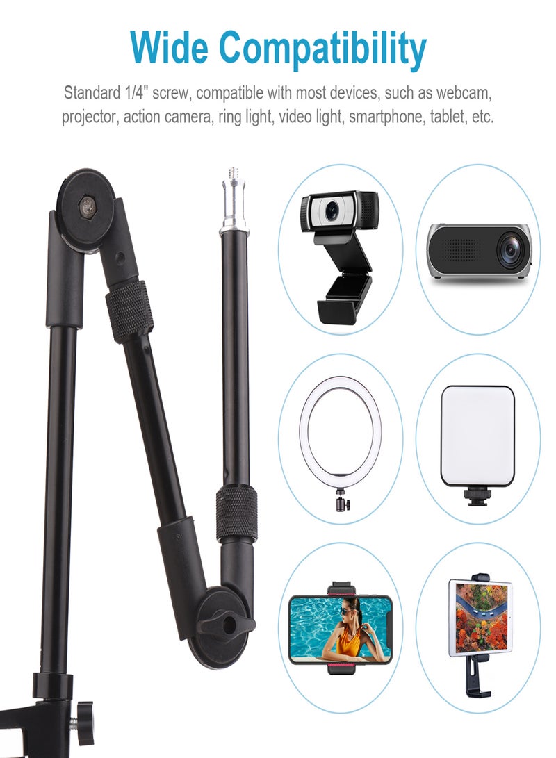 ANDOER ST-01 Flexible Foldable Desk Mount Stand Metal Bracket with 1/4 Inch Screw Ballhead Adapter 3kg Load Capacity for Fill Light LED Ring Light Webcam Camera Smartphone - Image 5